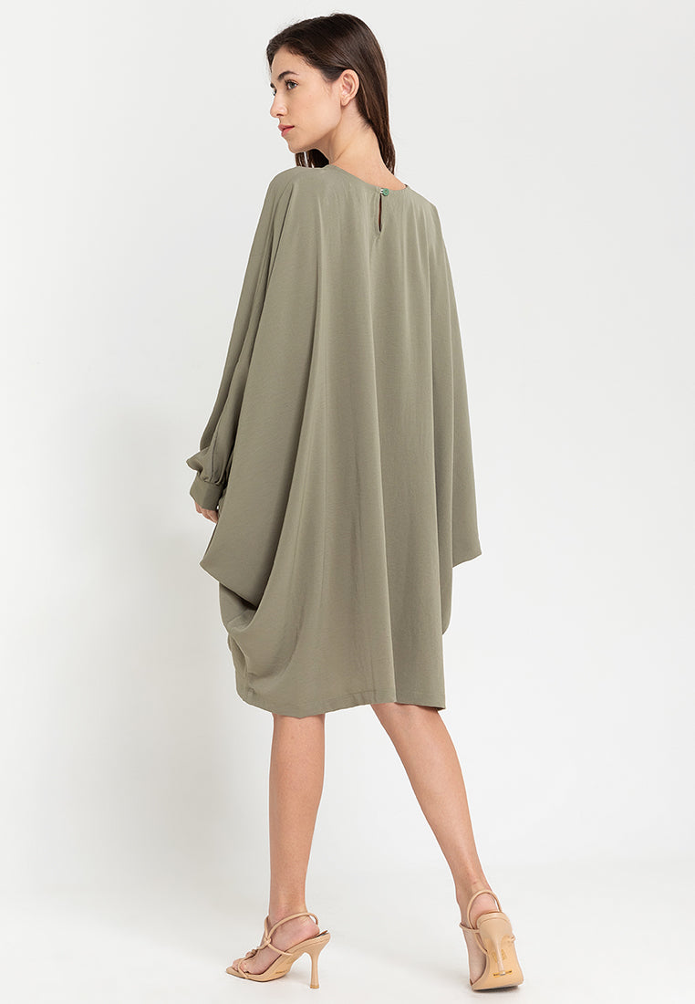 Ravia Batwing Long Sleeves Short Dress