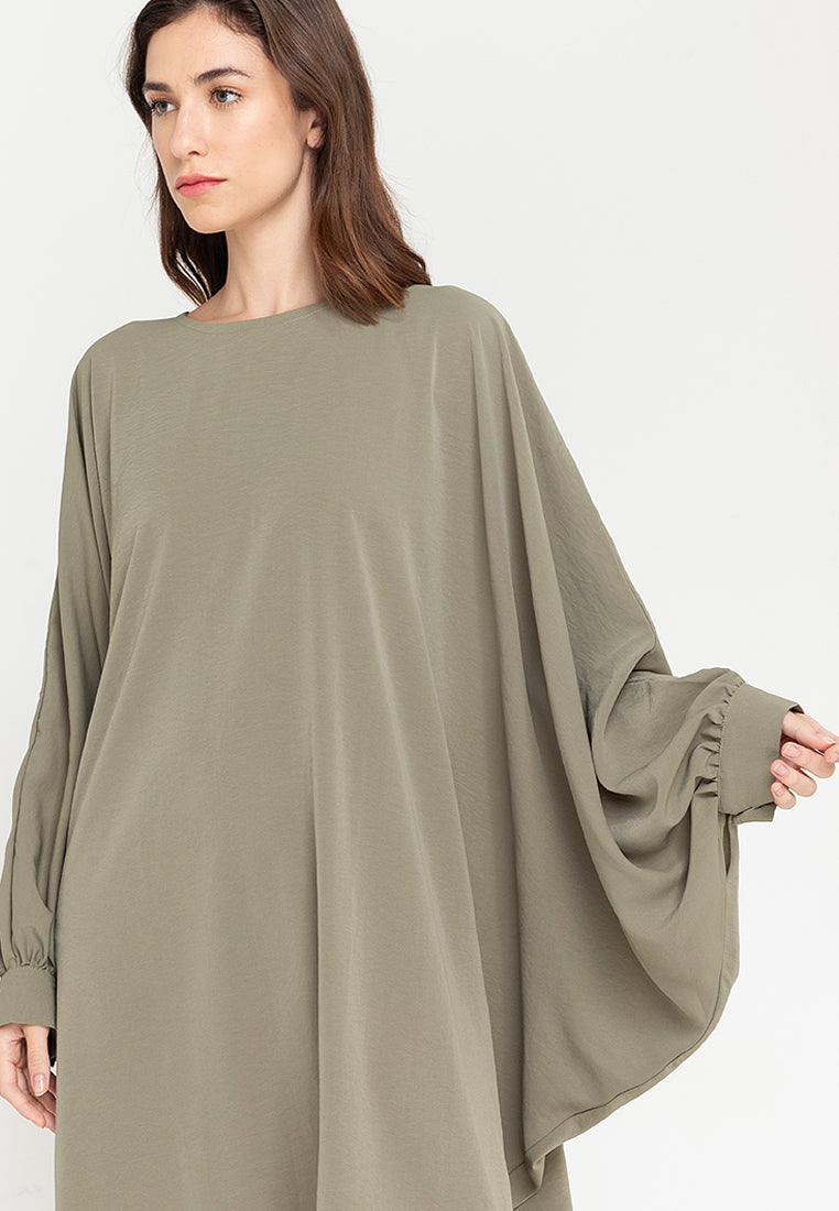 Ravia Batwing Long Sleeves Short Dress