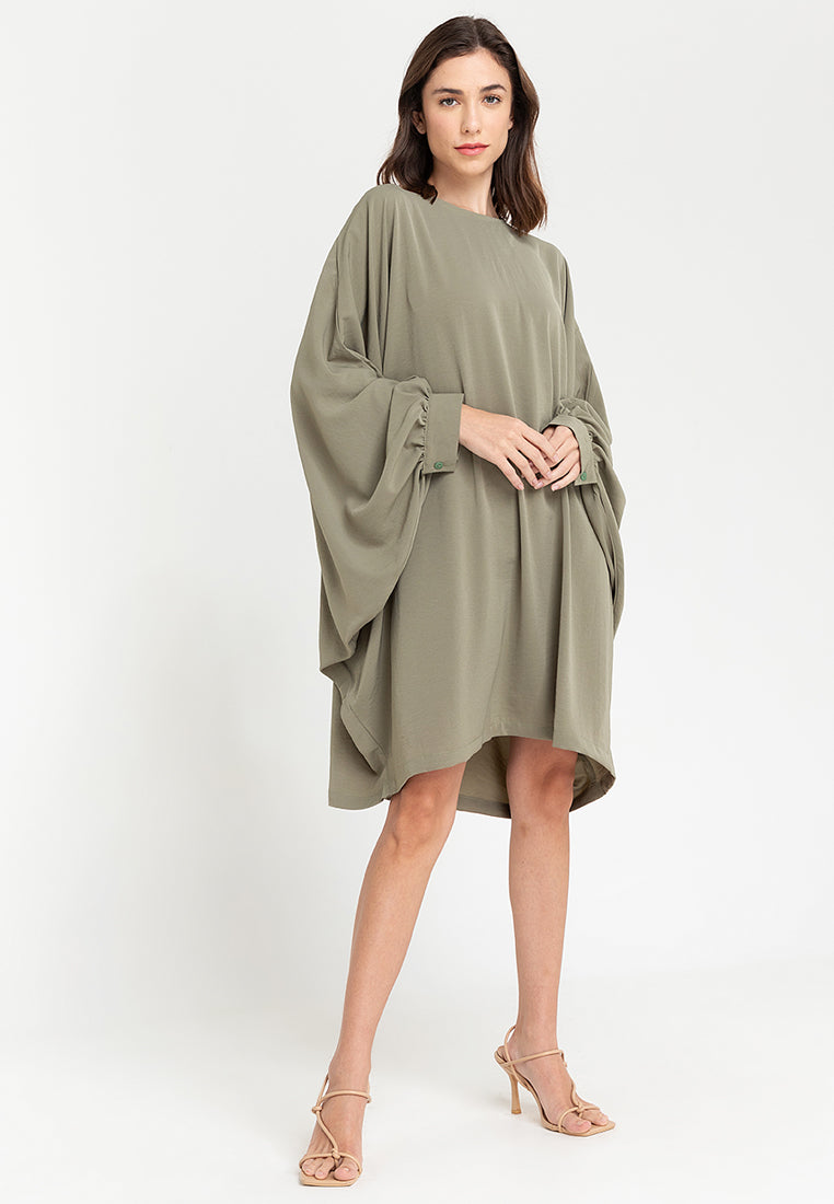 Ravia Batwing Long Sleeves Short Dress