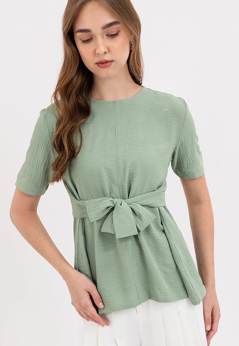 Sora Tie Waist Ribbon Top