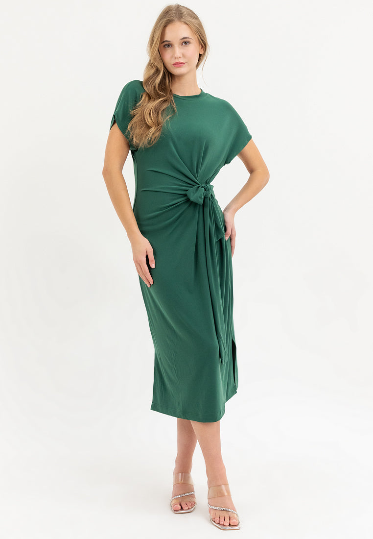 Sylvie Knot Tie Jersey Midi Dress