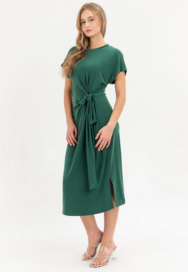 Sylvie Knot Tie Jersey Midi Dress