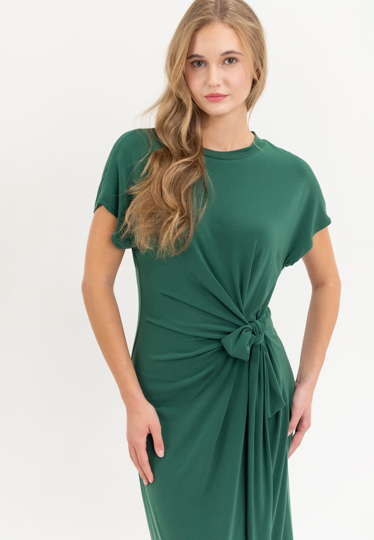 Sylvie Knot Tie Jersey Midi Dress