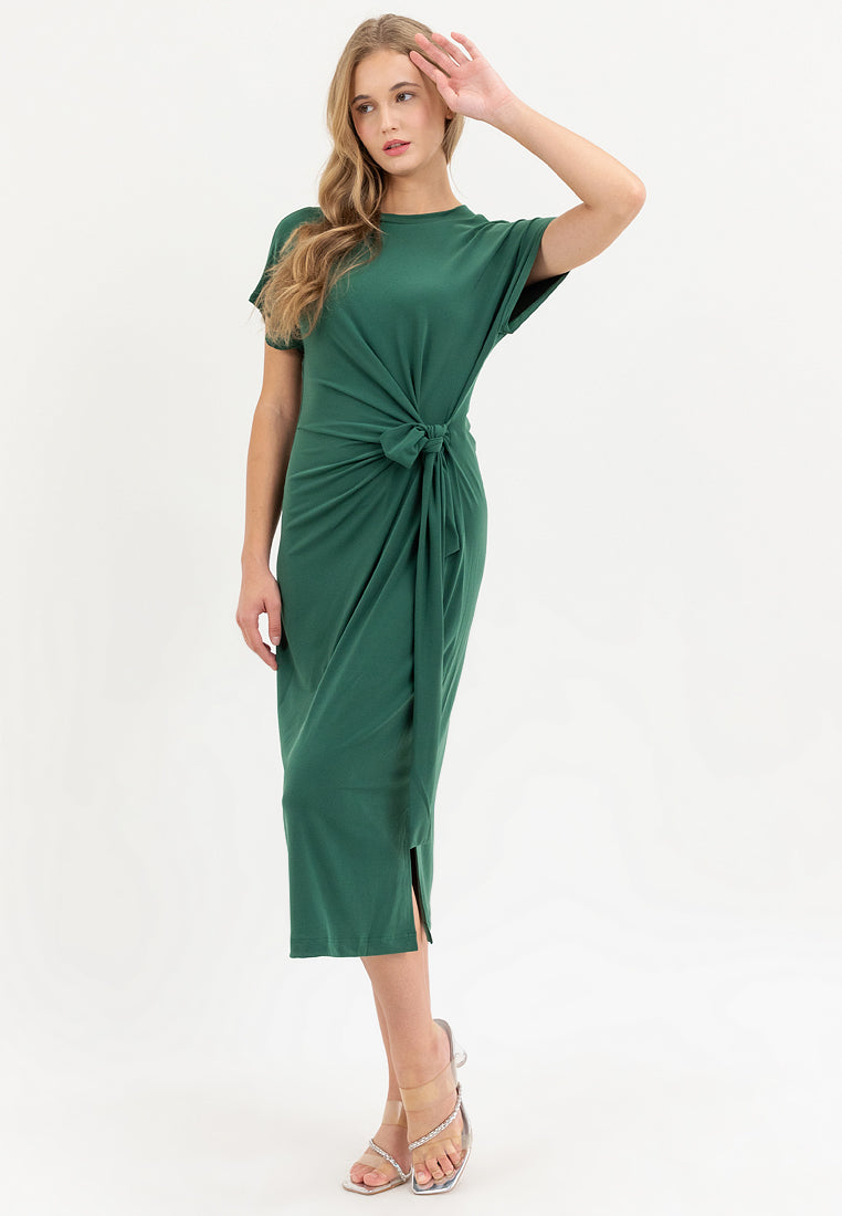 Sylvie Knot Tie Jersey Midi Dress