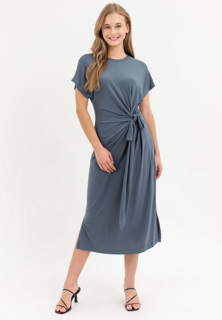 Sylvie Knot Tie Jersey Midi Dress
