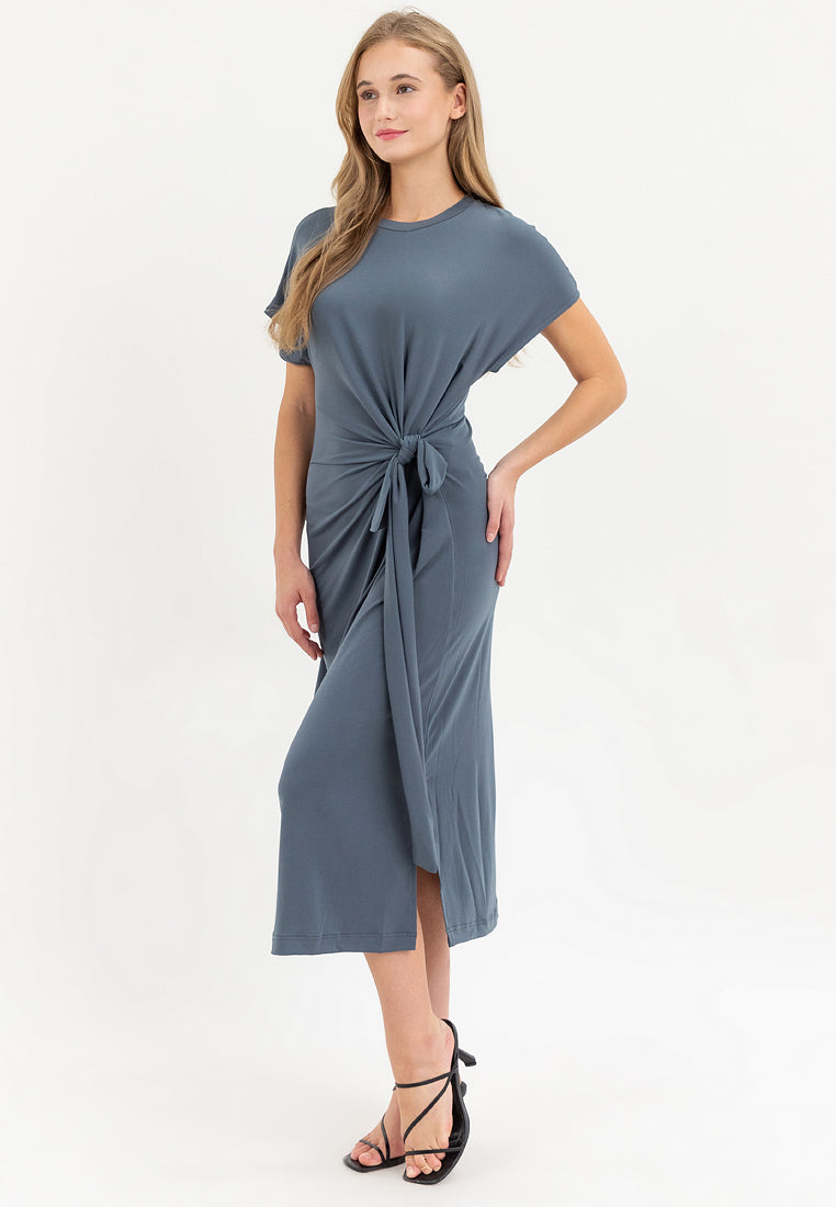Sylvie Knot Tie Jersey Midi Dress