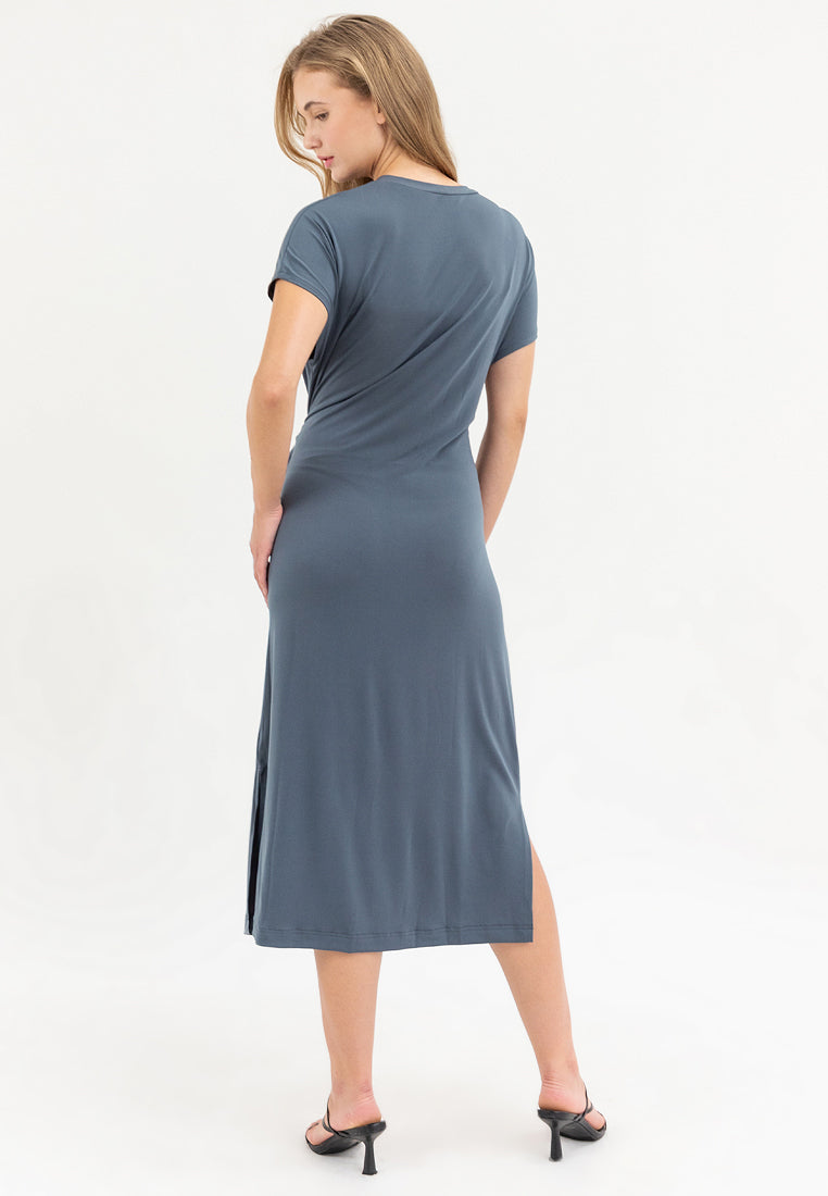 Sylvie Knot Tie Jersey Midi Dress
