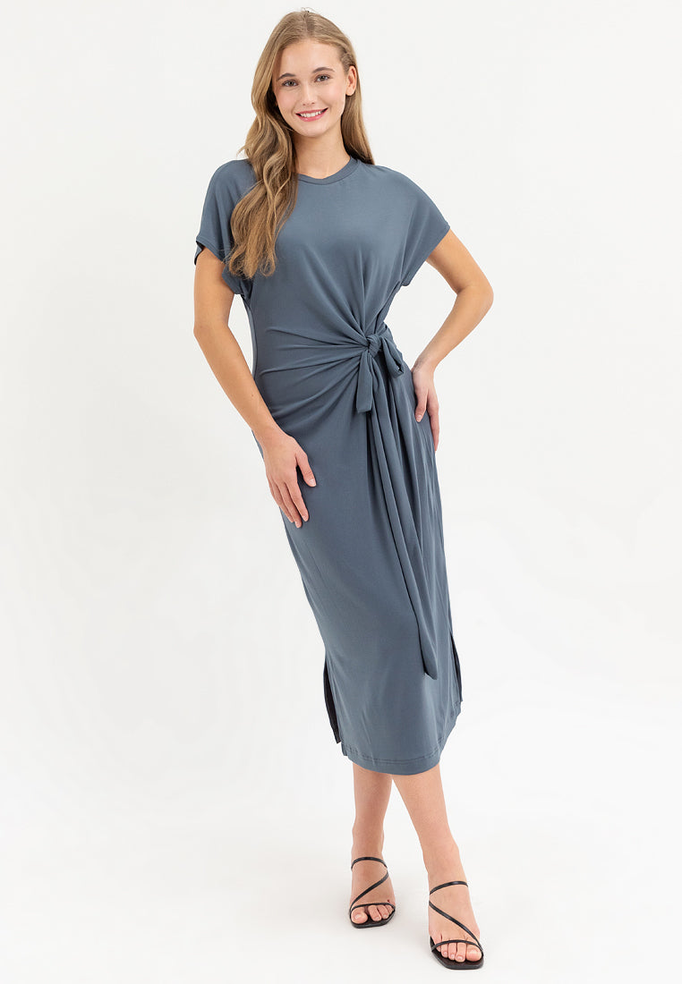 Sylvie Knot Tie Jersey Midi Dress