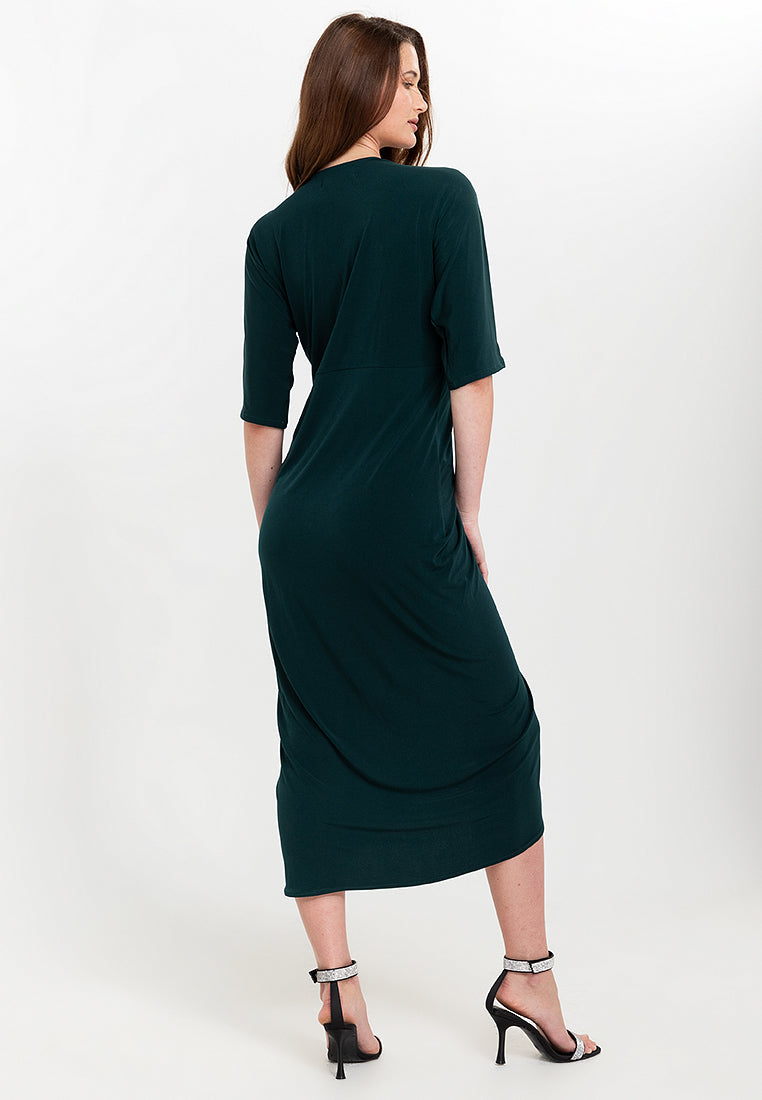 Tallula Shirred 3/4 Sleeves Jersey Maxi Dress
