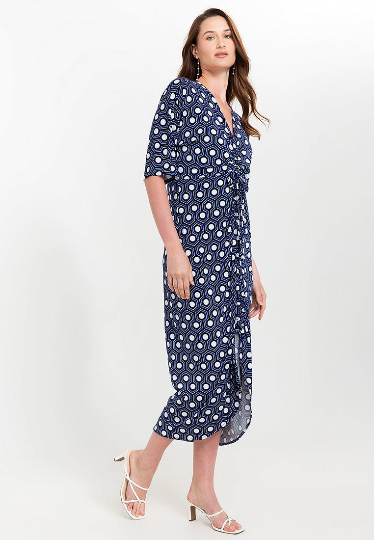Tallula Shirred 3/4 Sleeves Jersey Maxi Dress