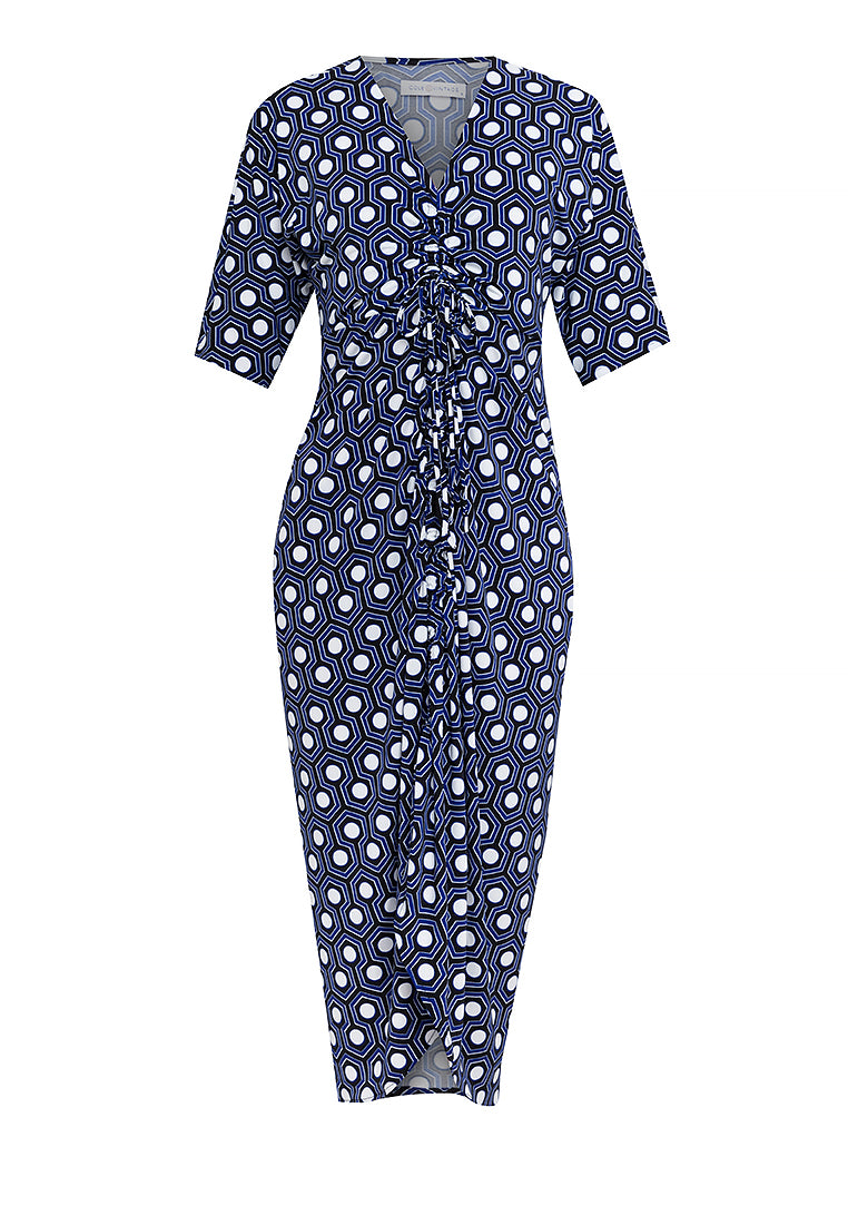 Tallula Shirred 3/4 Sleeves Jersey Maxi Dress