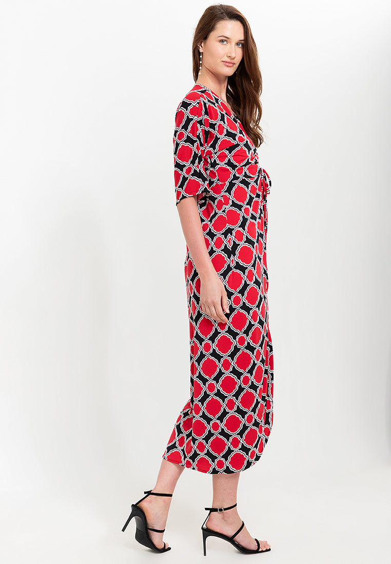 Tallula Shirred 3/4 Sleeves Jersey Maxi Dress