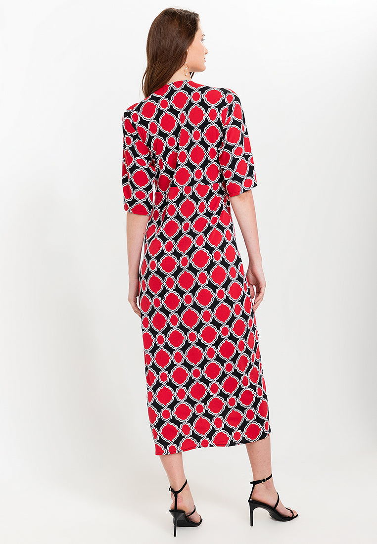 Tallula Shirred 3/4 Sleeves Jersey Maxi Dress