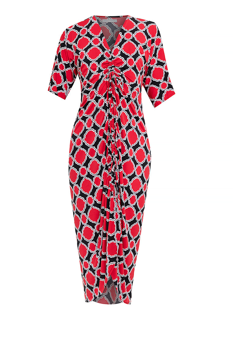 Tallula Shirred 3/4 Sleeves Jersey Maxi Dress