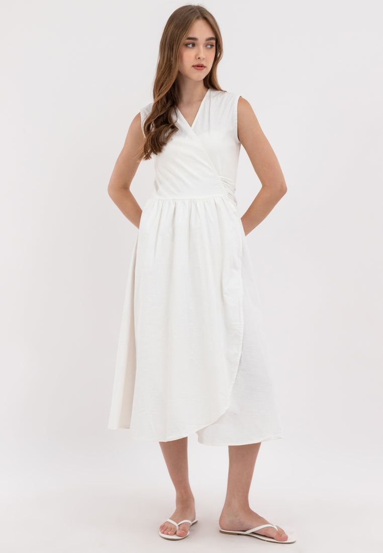 Tamia Sleeveless Self-Tie Ribbon Midi Dress