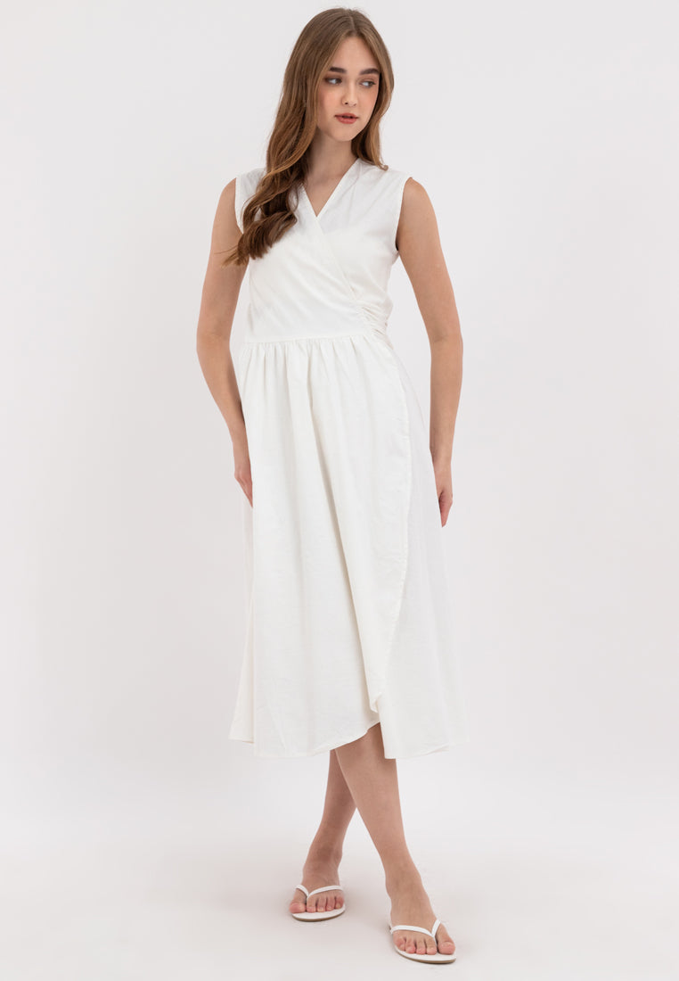 Tamia Sleeveless Self-Tie Ribbon Midi Dress