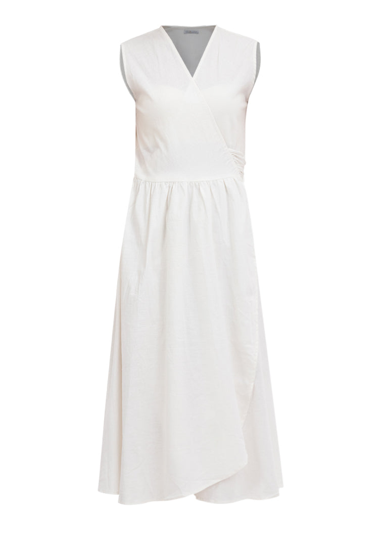 Tamia Sleeveless Self-Tie Ribbon Midi Dress