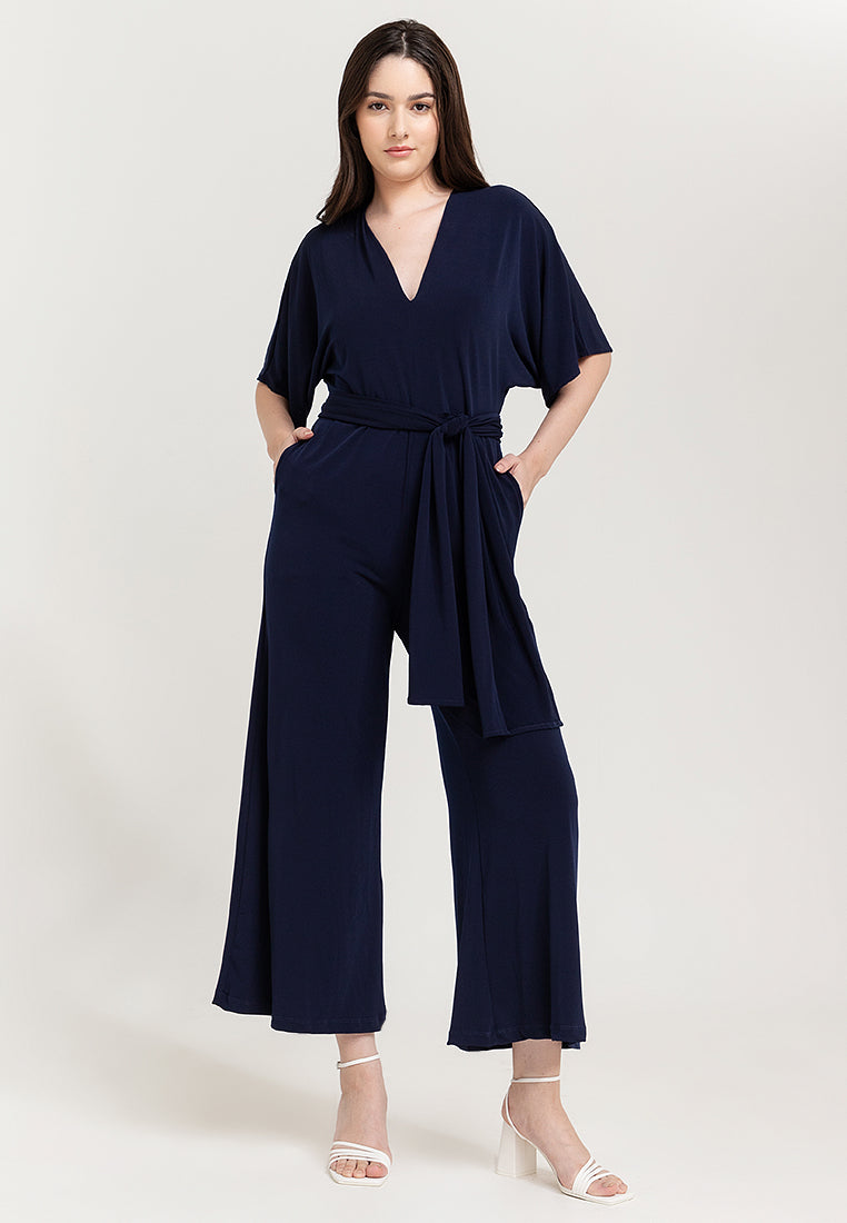 Tara Self Tie Belt Jersey Jumpsuit