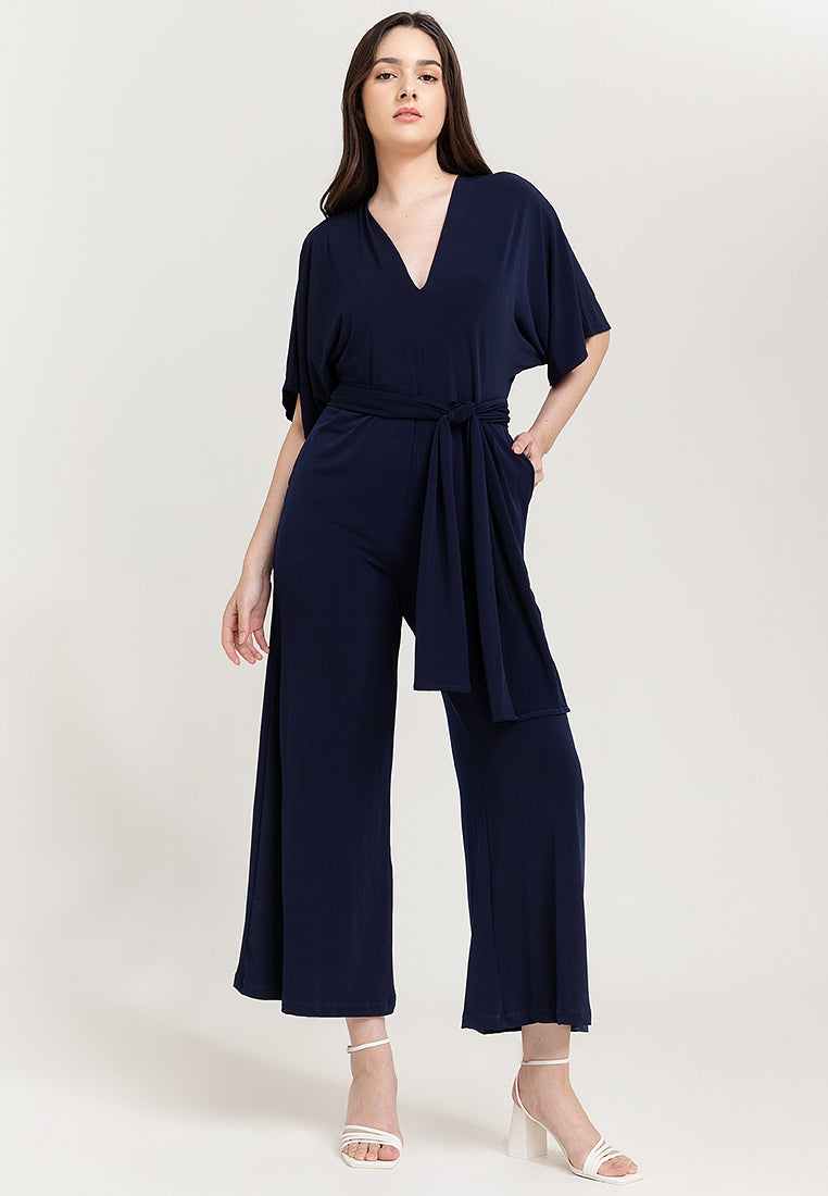 Tara Self Tie Belt Jersey Jumpsuit