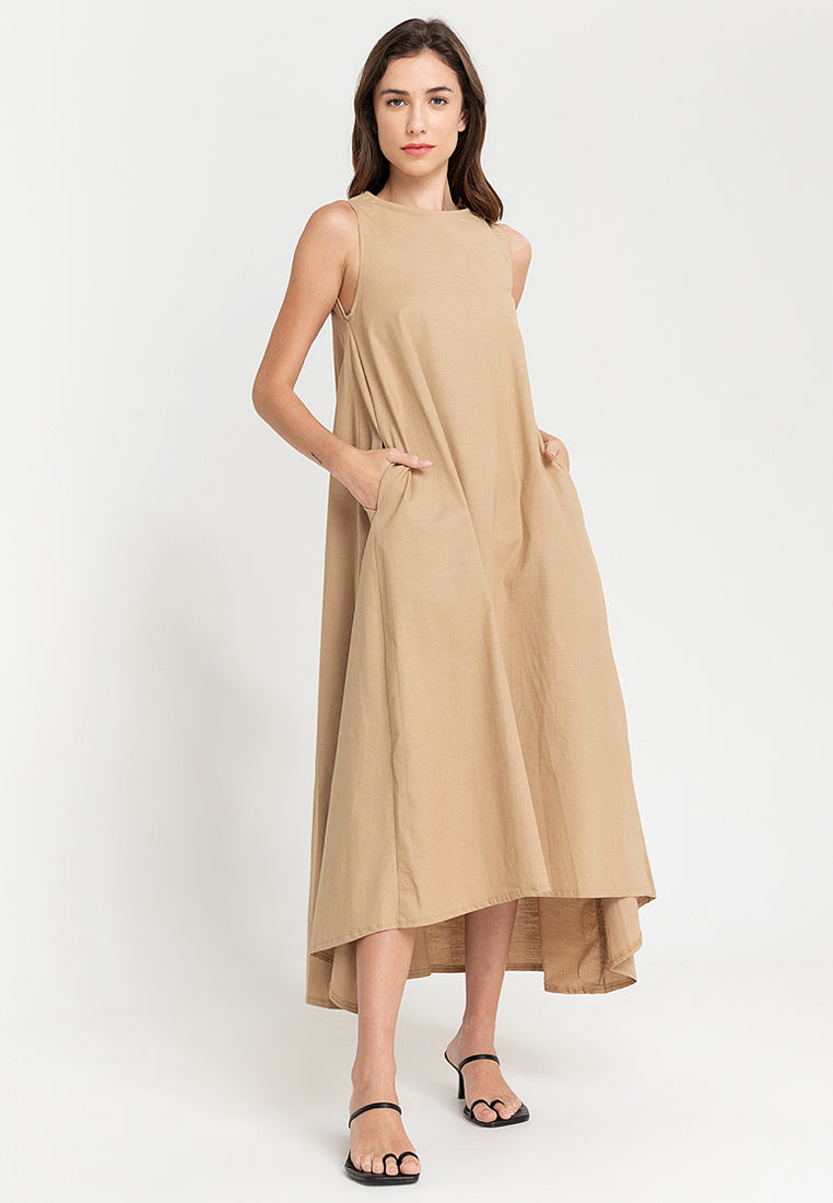 Yvonne Sleeveless A-Line Linen Maxi Dress