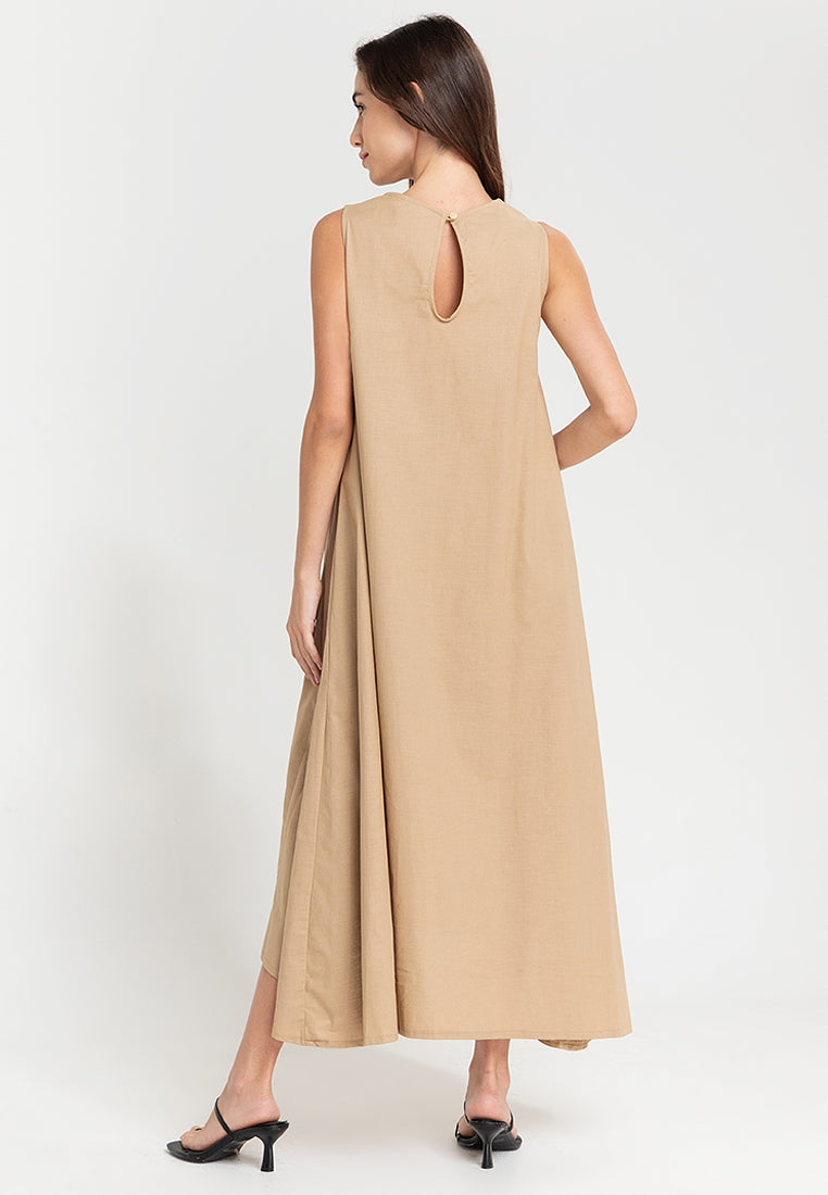 Yvonne Sleeveless A-Line Linen Maxi Dress