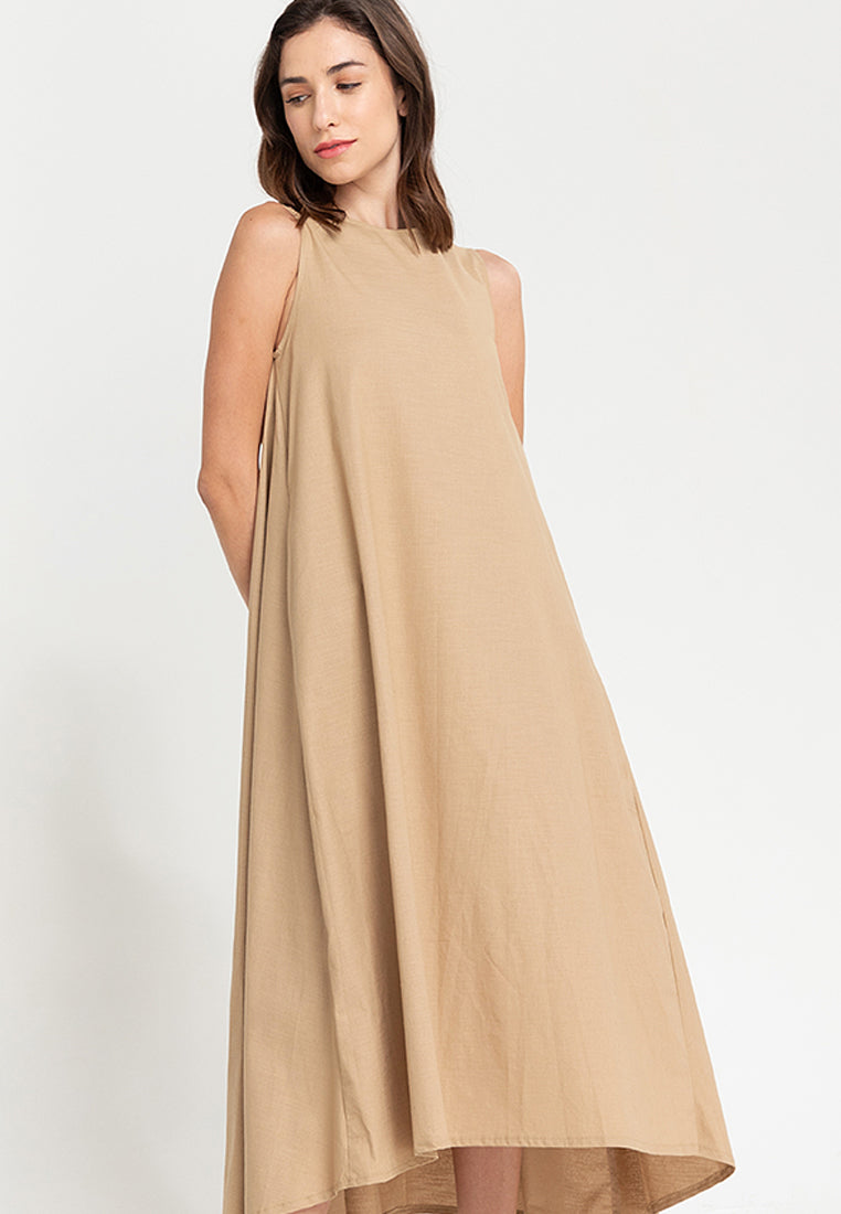 Yvonne Sleeveless A-Line Linen Maxi Dress