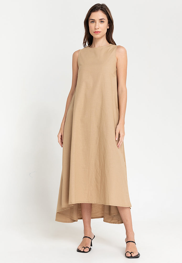 Yvonne Sleeveless A-Line Linen Maxi Dress