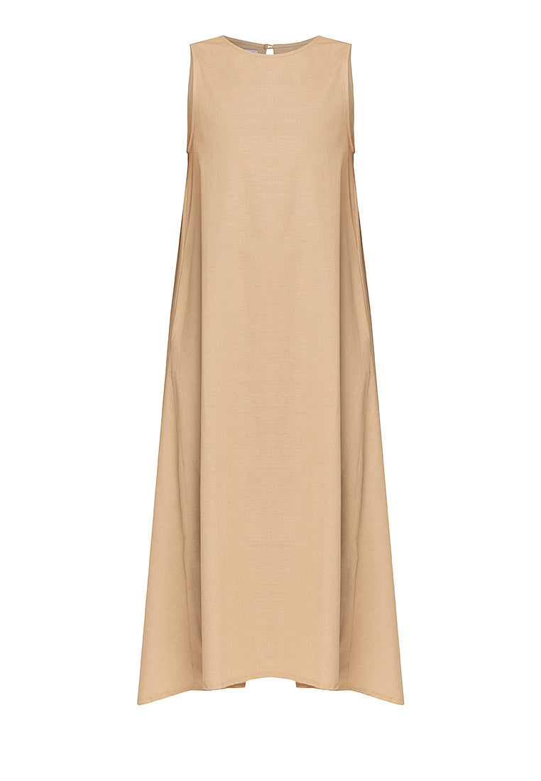 Yvonne Sleeveless A-Line Linen Maxi Dress