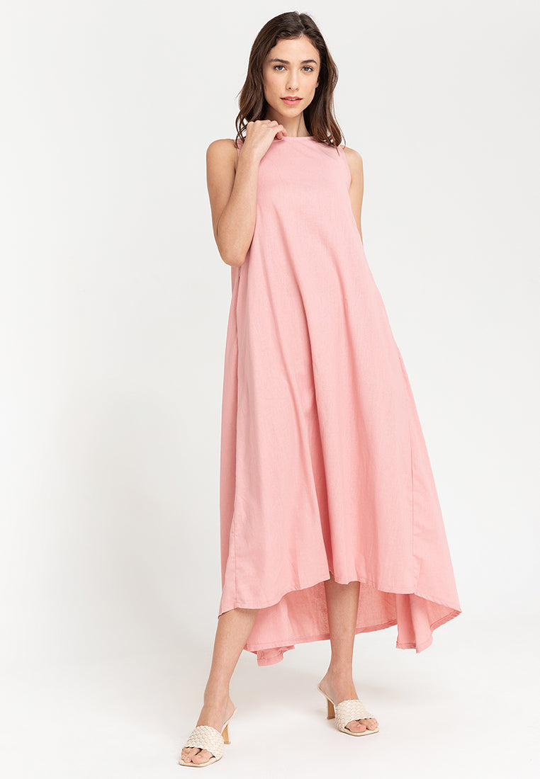 Yvonne Sleeveless A-Line Linen Maxi Dress