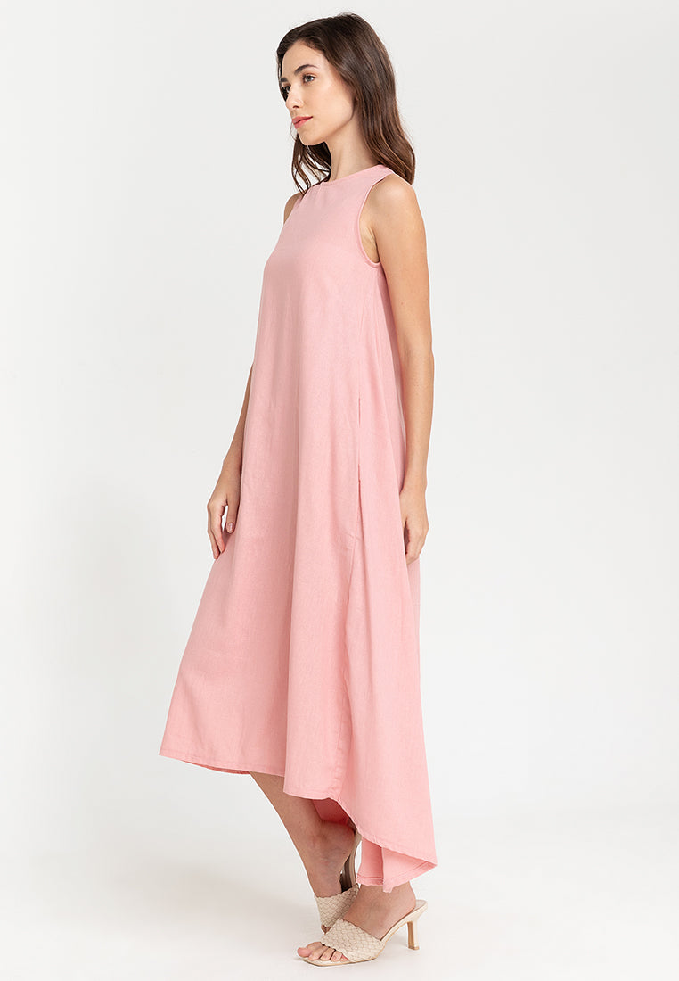 Yvonne Sleeveless A-Line Linen Maxi Dress