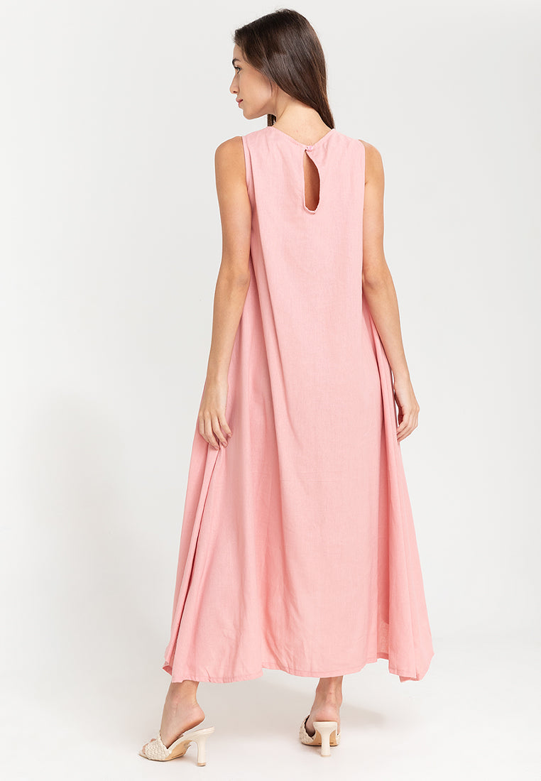 Yvonne Sleeveless A-Line Linen Maxi Dress