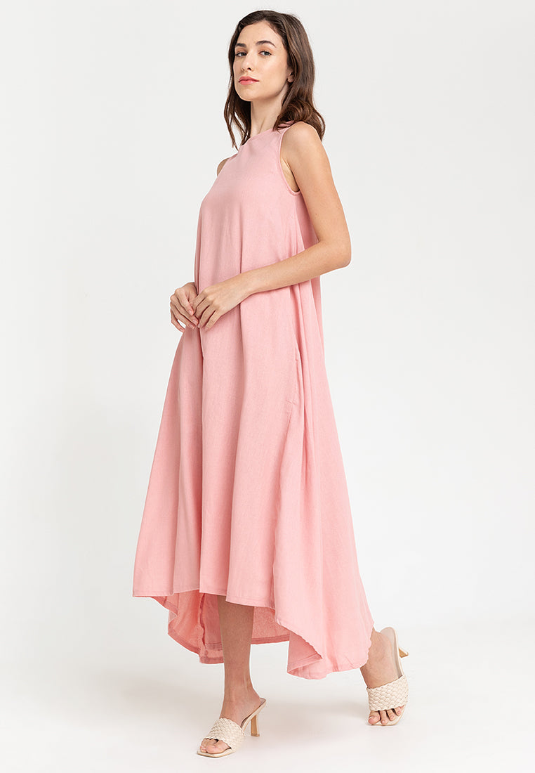 Yvonne Sleeveless A-Line Linen Maxi Dress