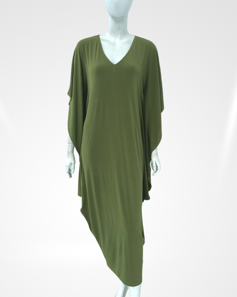 Adela V-Neck Draped Hem Dress