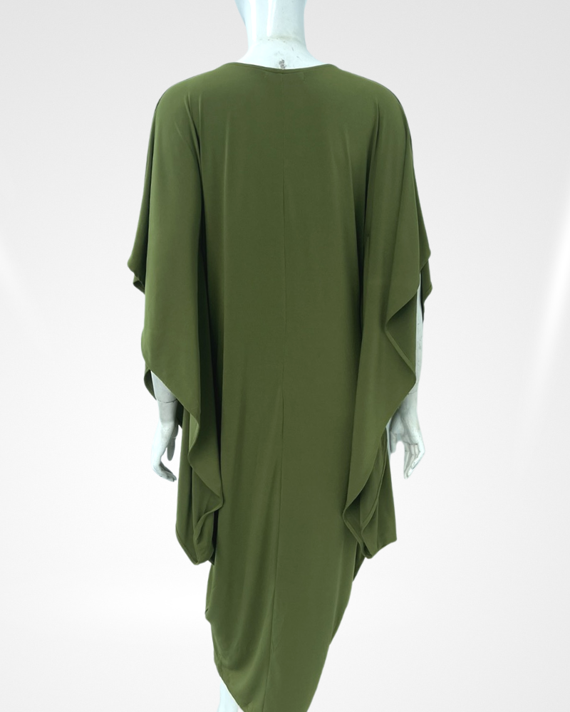 Adela V-Neck Draped Hem Dress