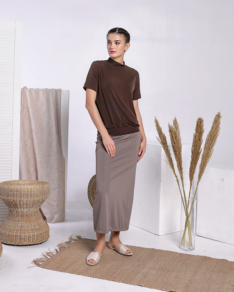 Lilah Mock Neck Jersey Top