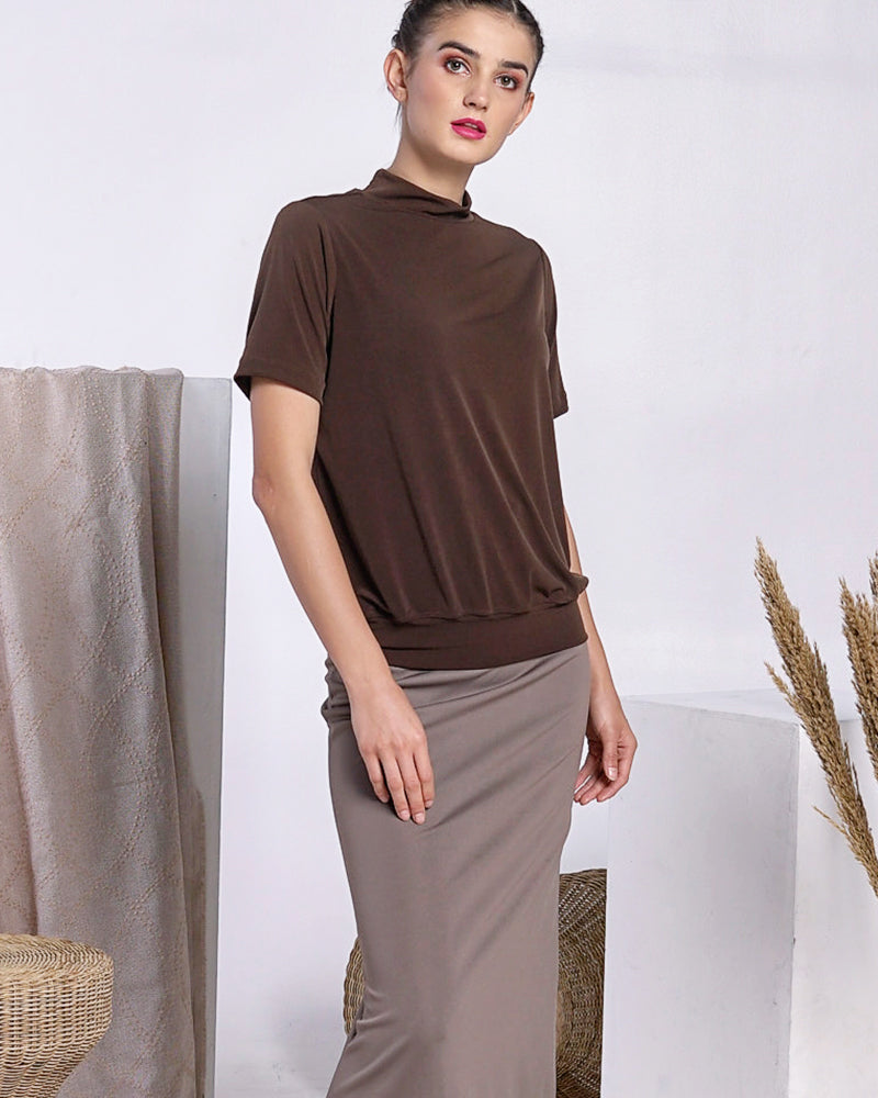 Lilah Mock Neck Jersey Top