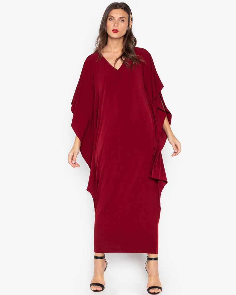 Adela V-Neck Draped Hem Dress