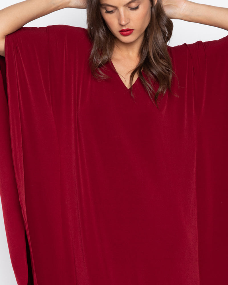 Adela V-Neck Draped Hem Dress