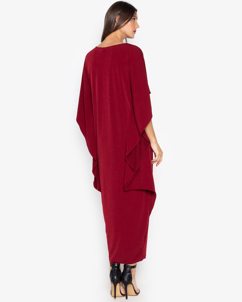 Adela V-Neck Draped Hem Dress