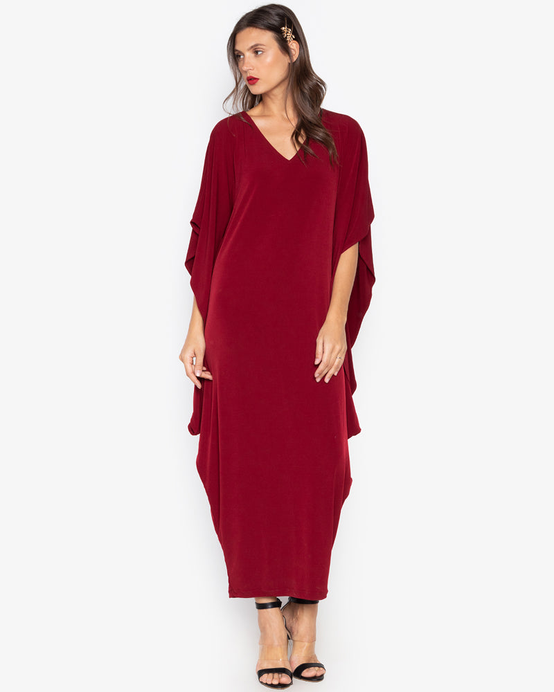 Adela V-Neck Draped Hem Dress
