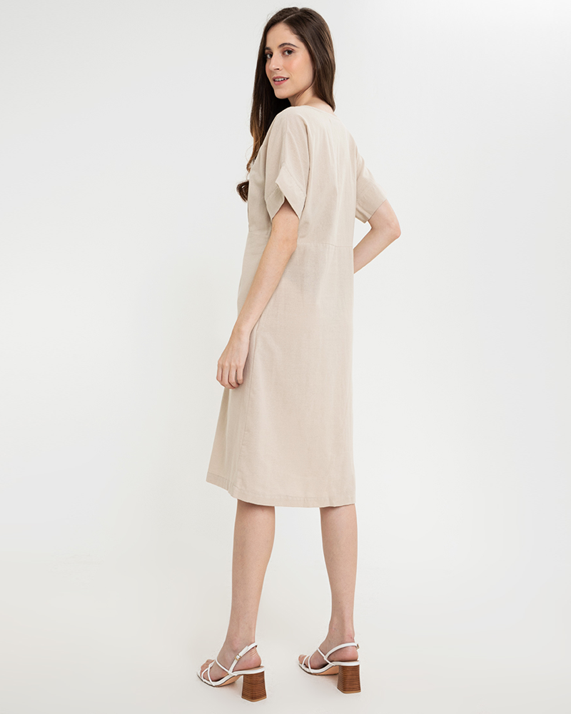 Alena Button Down Linen Short Dress