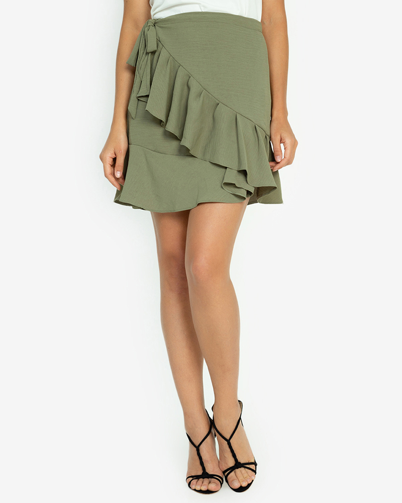 Alondra Ruffle Wrap Mini Skirt