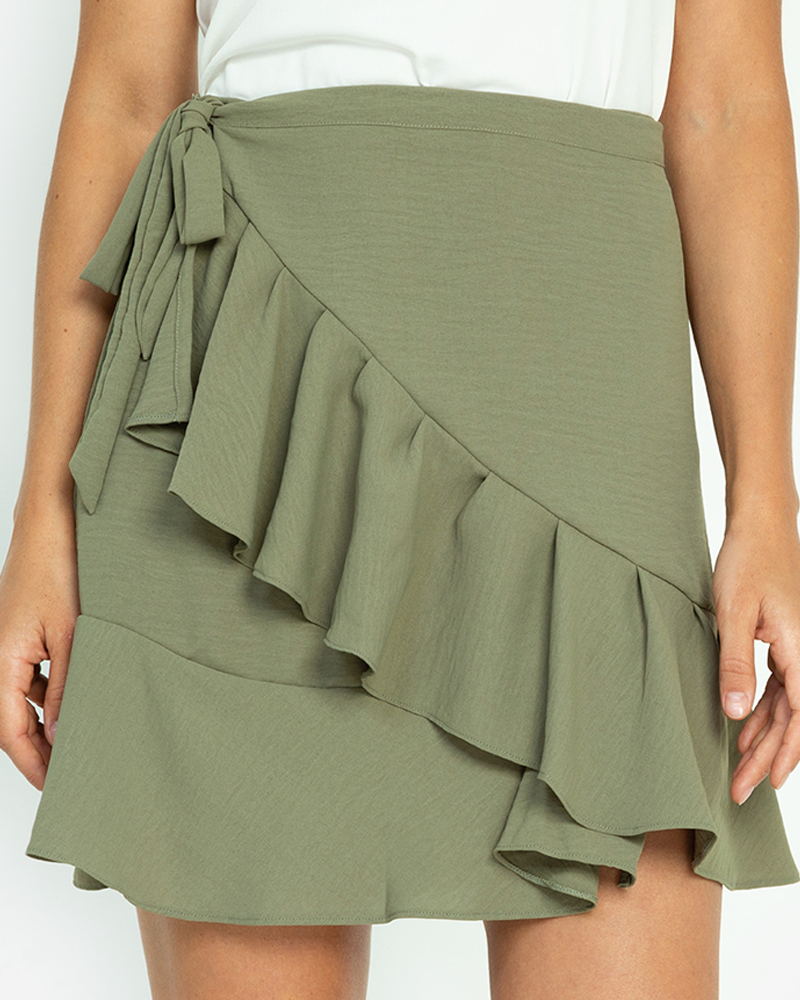 Alondra Ruffle Wrap Mini Skirt