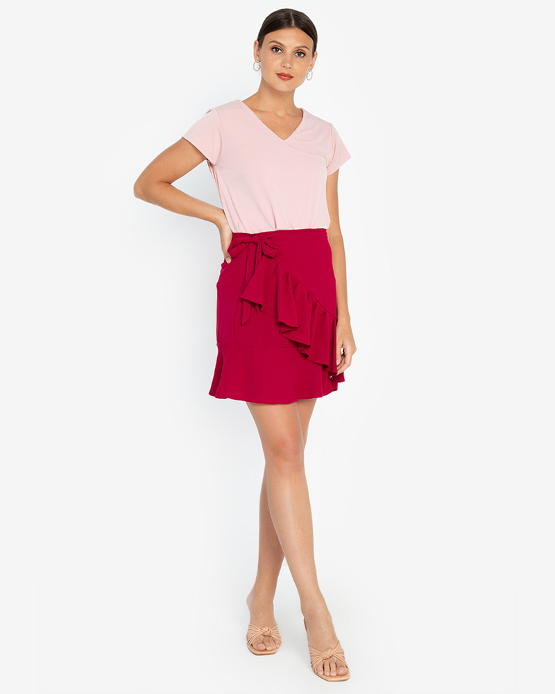 Alondra Ruffle Wrap Mini Skirt