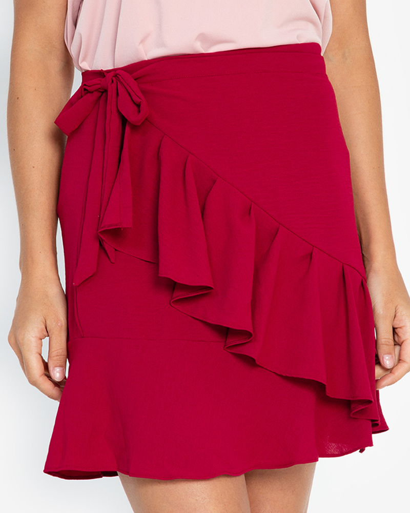 Alondra Ruffle Wrap Mini Skirt