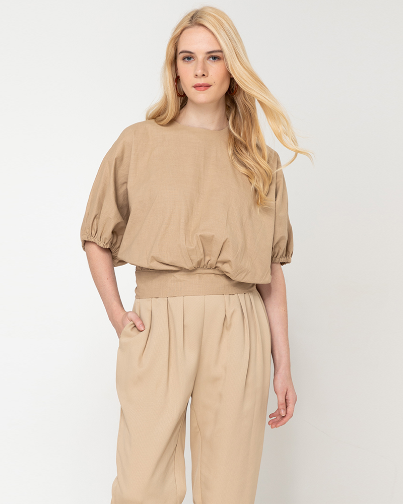 Atiana Self-Tie Back Linen Top