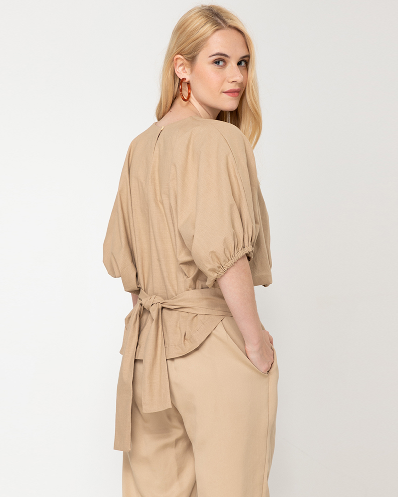 Atiana Self-Tie Back Linen Top