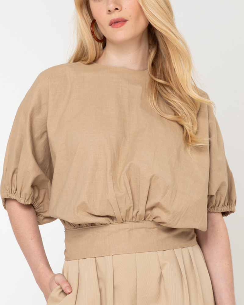 Atiana Self-Tie Back Linen Top