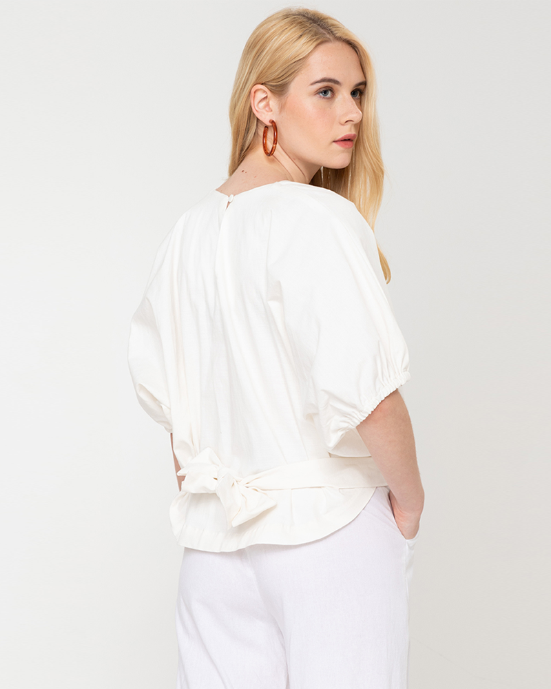 Atiana Self-Tie Back Linen Top