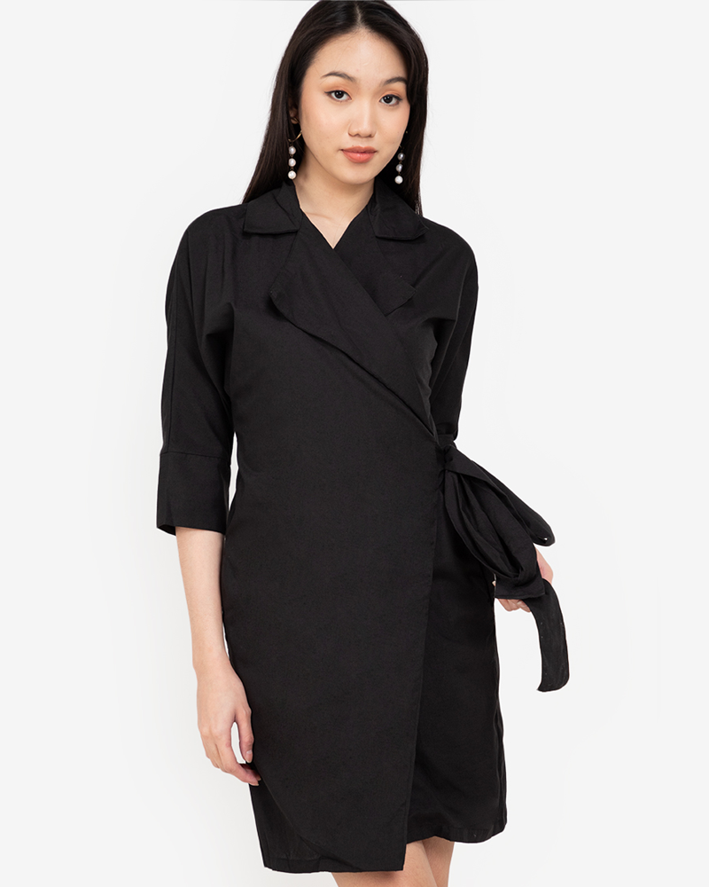 Bina Waist-Tie Wrap Shirt Dress